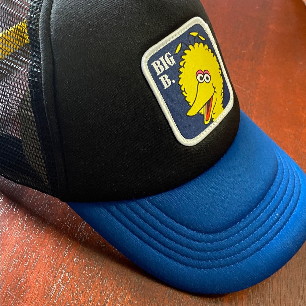 SESAME STREET Big Bird Hat Foam Adjustable Blue Black Mesh Adult OS - Picture 2 of 9